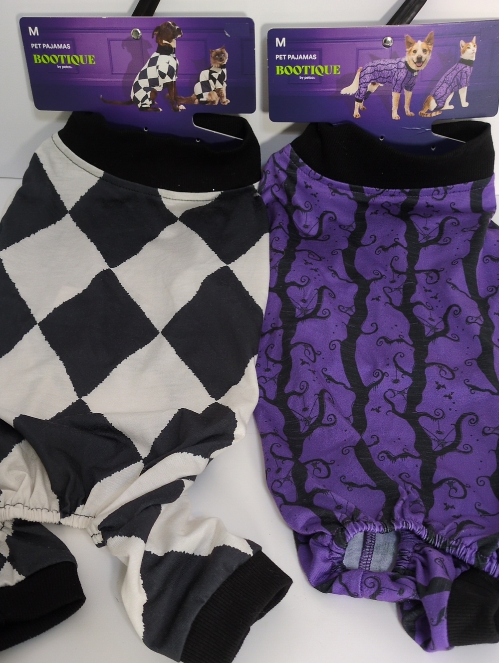 NWT Lot 2 Medium Bootique Pet Pajamas Halloween Harlequin & Spooky Trees